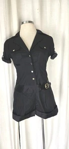 Bebe Black Silk Trim Romper With Gold Buttons Large - Picture 1 of 7