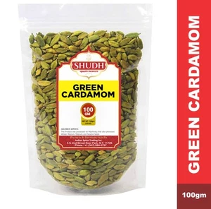 SHUDH CARDAMOMO VERDE 100 GM | 3,5 oz vainas de cardamomo verde especia (Hari Elachi) - Imagen 1 de 3