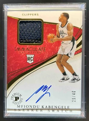 2019-20 Immaculate Mfiondu Kabengele Rookie Sneaker Swatch Premium RC Auto #/40 - Image 1 of 2