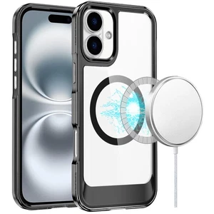 Funda para iPhone 16 6,1 pulgadas círculo magnético transparente trasera + vidrio templado - Imagen 1 de 6