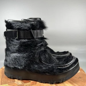 Botas deportivas vintage Prada negras de pelo de caballo plataforma gruesa años 90 Y2K mujeres 38,5 8,5 - Imagen 1 de 10