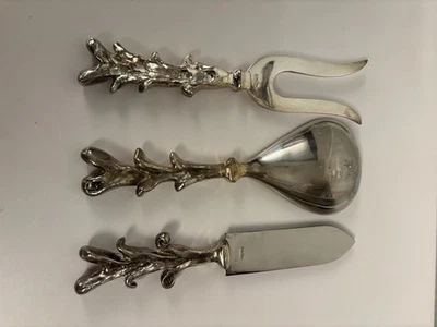 Michael Aram serving utensils: serving spoon/fork/knife I Love You Design w/Bag - Image 1 of 3