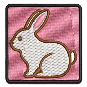Resting Rabbit Bunny Easter Multi-Color Embroidered Iron-On Patch Applique - Picture 1 of 5