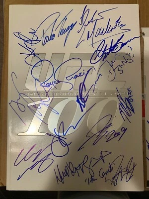 Joe Rogan Royce Gracie Jon Jones JRE  UFC 100 Signed  Program Topps Powerful HOF - Image 1 of 2