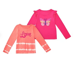 Member's Mark Girl's 2-Pack My Favorite Long Sleeve Tees - Peach / Pink -  14/16 - Picture 1 of 6