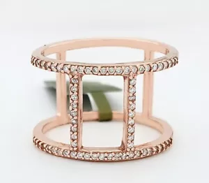 LAB CREATED WHITE SAPPHIRES RING .925 SILVER (Rose tone) - NEW WITH TAG - Picture 1 of 6