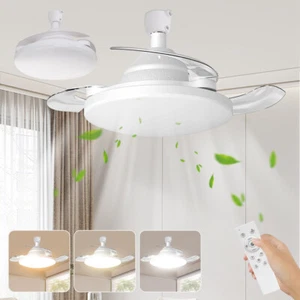 21" Invisible Modern Ceiling Fan Light LED Chandelier Fan Pendant Light w/Remote - Picture 1 of 19