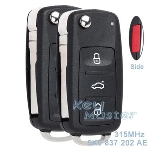 2 for Volkswagen Golf GTI Jetta Touareg Passat 315MHz Remote Key Fob NBG010180T - Picture 1 of 5