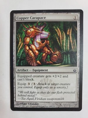 MTG Magic The Gathering Card Copper Carapace Artifact Equipment Mirrodin Beseige - Image 1 of 2