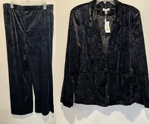 Cupio Black Velvet 2 Piece Suit Blazer Jacket & Pants Women’s Size XL NWT - Picture 1 of 7