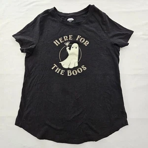 Here for the Boos Funny Halloween Black Short Sleeve Cotton T-Shirt Women's S - Picture 1 of 8