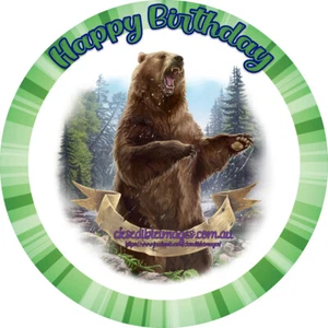 Grizzly Bear Custom Edible Image Cake Icing Topper 5-8 Inches Diameter - Picture 1 of 4