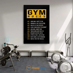 Gym Rules Sign Wall Art Room Decor Gym Sign Workour Room Fitness Wall Decor-PE26 - Picture 1 of 16