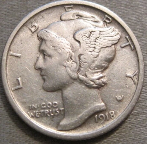 AS SHOWN - EXTRA NICE 1918 S MERCURY DIME *** 90% SILVER *** 660 Cover