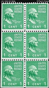US WASHINGTON 1¢ BOOKLET PANE OF 6 MINT NEVER HINGED ORIGINAL GUM SC 804b VFINE - Picture 1 of 2