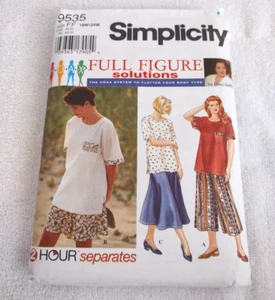 Simplicity Womens Skirt Top Pattern 9535 Size 18W-24W From 1996 - Picture 1 of 1