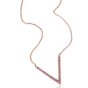 Kette Rosegold Kristalle aus Österreich Buchstabe V Rosegold Halskette NOBEL ... - Bild 1 von 6
