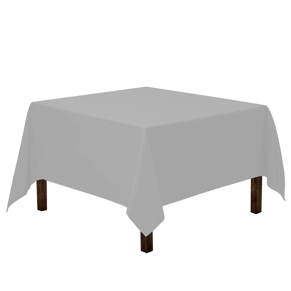 Square Tablecloth - 85 x 85 Inch Silver Table Cloth for Large Square or Round... - Image 1 of 4