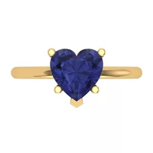 2ct Heart Designer Statement Bridal Simulated Tanzanite Ring 14k Yellow Gold - Picture 1 of 11