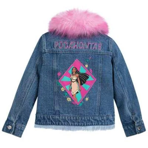 DISNEY POCAHONTAS DENIM RETRO KIDS JACKET SIZE 3 4 5/6 7/8 9/10 11/12 NEW! - Picture 1 of 1