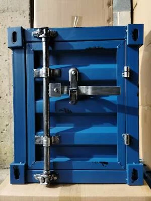 INDUSTRIAL BEDSIDE CABINET METAL STORAGE TOOLS BOX CONTAINER GARAGE VINTAGE BLUE - Image 1 of 4