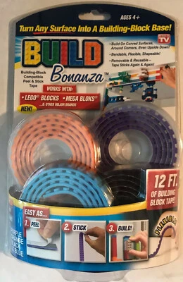 Build Bonanza ~ Building-Block Compatible Peel & Stick Tape ~ 12' ~ Brand New - Image 1 of 2