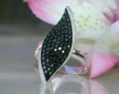 Elegante Anillo Diamante Negro 1.50 Ct Gran Brillo Certificado AAA Regalo de Navidad Foto 1 de 4