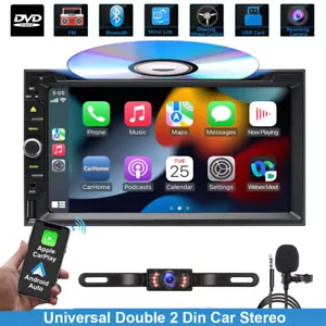 Backup Camera With Touch Bluetooth Radio Double 2 Din Car Stereo DVD Player CD - Picture 1 of 13