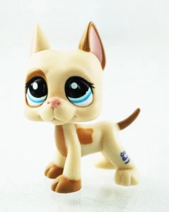 Littlest Pet Shop 1647 Tan Cream Pink Ear Great Dane Puppy Dog Lose LPS USAsellr