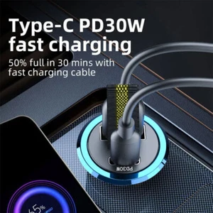 200W Mini USB Car Charger Super Fast Charging Type-C PD Quick Charge Adapter - Picture 1 of 15