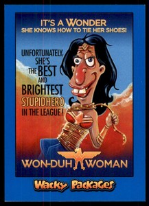 2018 Wacky Packages Go to the Movies Action Film Blue #1 Won-Duh Woman - NM-MT