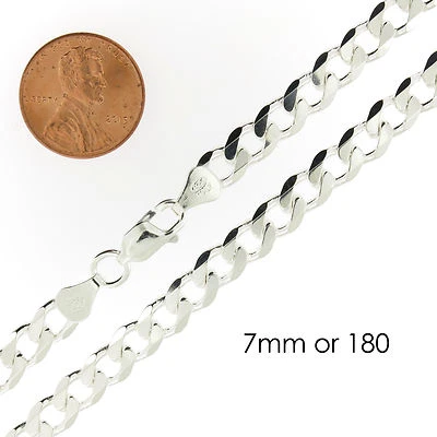 925 Sterling Silver Curb Cuban Mens Womens Chain Necklace .925 Italy All Sizes - Image 1 of 2