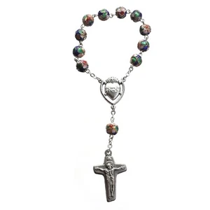 Rosario cattolico cloisonne un decennio perline Sacro cuore donna Italia - Foto 1 di 2