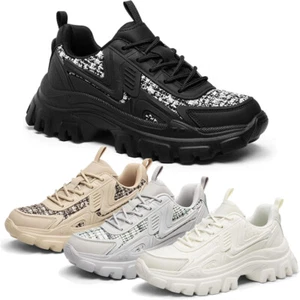 Women's Platform Chunky Fashion Sneakers Walking Sport Work Casual Tennis Shoes - Picture 1 of 23