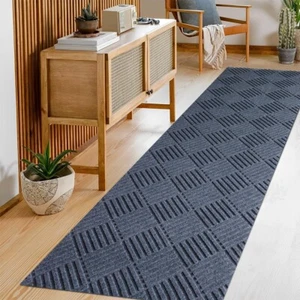 Width 3FT Runner Rug Non Slip, Washable Indoor Rubber Back Carpet Gray Entryway - Picture 1 of 9