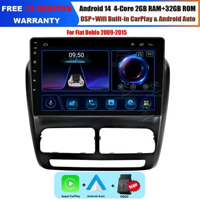 9" DAB für Fiat Doblo MK2 2009-2015 Touchscreen CarPlay Autoradio Navigation GPS - Bild 1 von 4