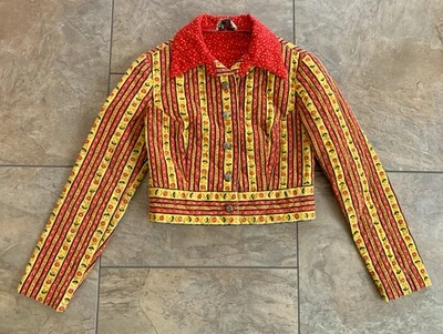 Vintage 70s Lanz Originals Floral Quilted Cropped Jacket Calico XS Shirt Flowers - Image 1 of 4