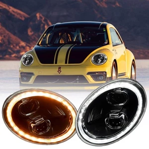 Pair LED Headlight For VW Beetle 2013 -2018 2019 2020 2021 2022 Hi/Low Beam DRL - Picture 1 of 12