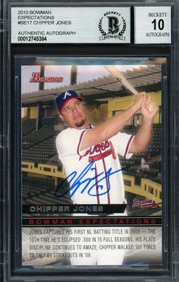 Chipper Jones Auto 2010 Bowman Expectations Card BE17 Braves Auto GM 10 Beckett - Image 1 of 2