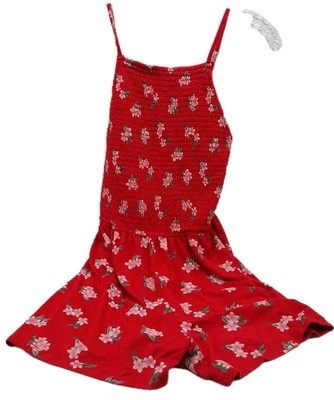 HOLLISTER Red Floral Sleeveless Halter Romper Shortall Size XS - Image 1 of 4