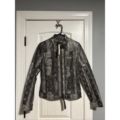 Vertigo Paris Women's Faux-Leather Snake style Jacket, Grey, Small - Image 1 of 4