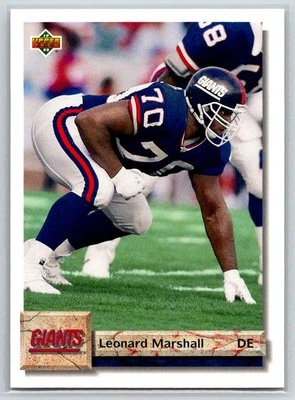 1992 Upper Deck #127 Leonard Marshall New York Giants - Image 1 of 2