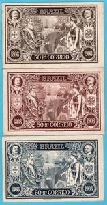 BRAZIL 3 illustrated postal stationery cards harbor opening centenario 1908 used - Picture 1 of 2