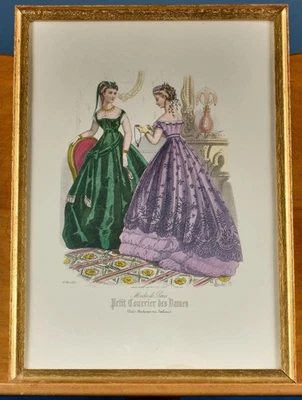 Ganz selten! Antikes Druckbild französische Pariser Mode Magazin 16 März 1867 - Bild 1 von 3
