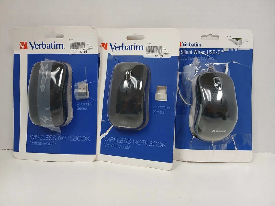 Set of 3 Verbatim Wireless and Wired Optical Mouse/Mice - Image 1 of 2