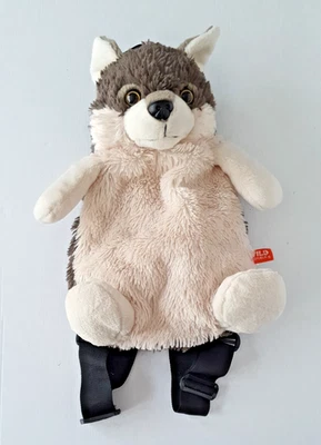 Wild Republic Wolf Backpack Bag Plush - Adjustable Straps, Zipper - Excellent - Image 1 of 4
