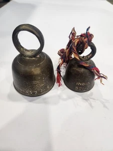 Vintage Lot of 2 Brass Bells India - Picture 1 of 7