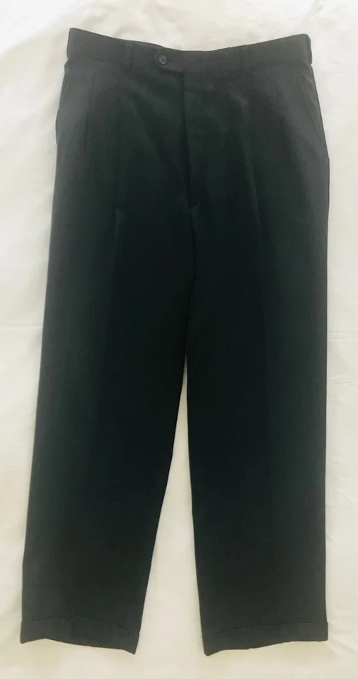 VTG Lord & Taylor Mens Black Wool Pleated Suit Pants, 36x32 Free Matching Jacket - Image 1 of 4