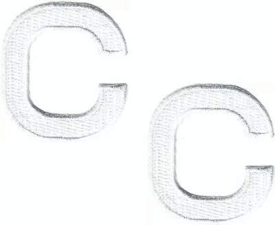 White Letter C Patch Block Style Embroidered Iron-On 2 pcs (1 7/8" in) - Image 1 of 2