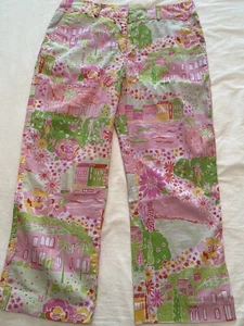 GUC Lilly Pulitzer Crop Pants - Negresco Multi Colorful World, Sz 6, RARE! - Picture 1 of 12